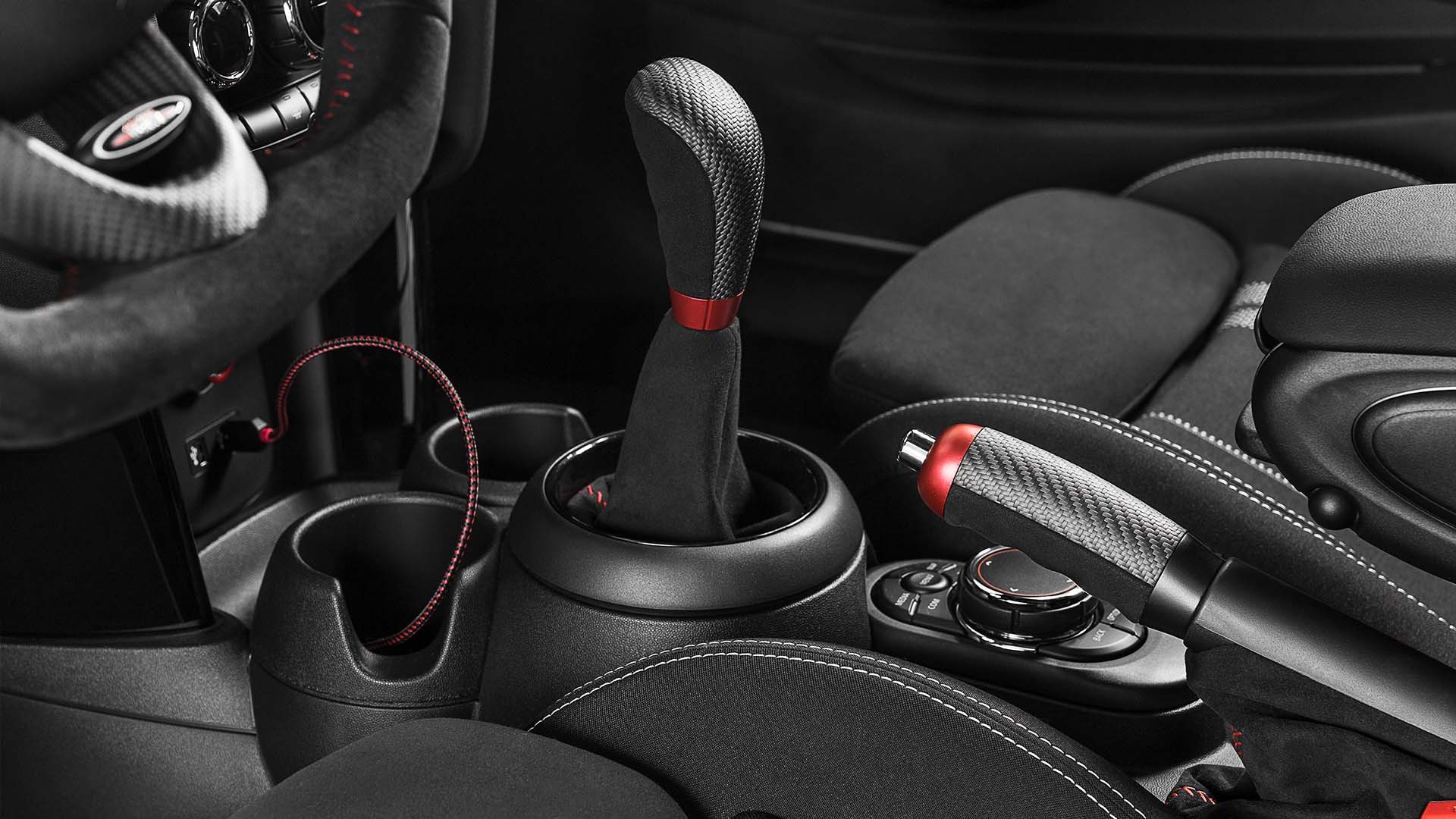 MINI John Cooper Works – glava prestavne ročice – karbon/Alcantara